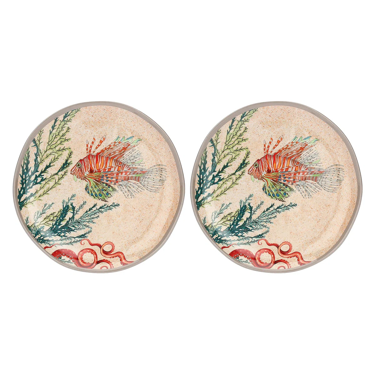 THUN Sea Life by Rose & Tulipani Rose & Tulipani-Set de 2 platos para ensalada, 100 unidades, melamina
