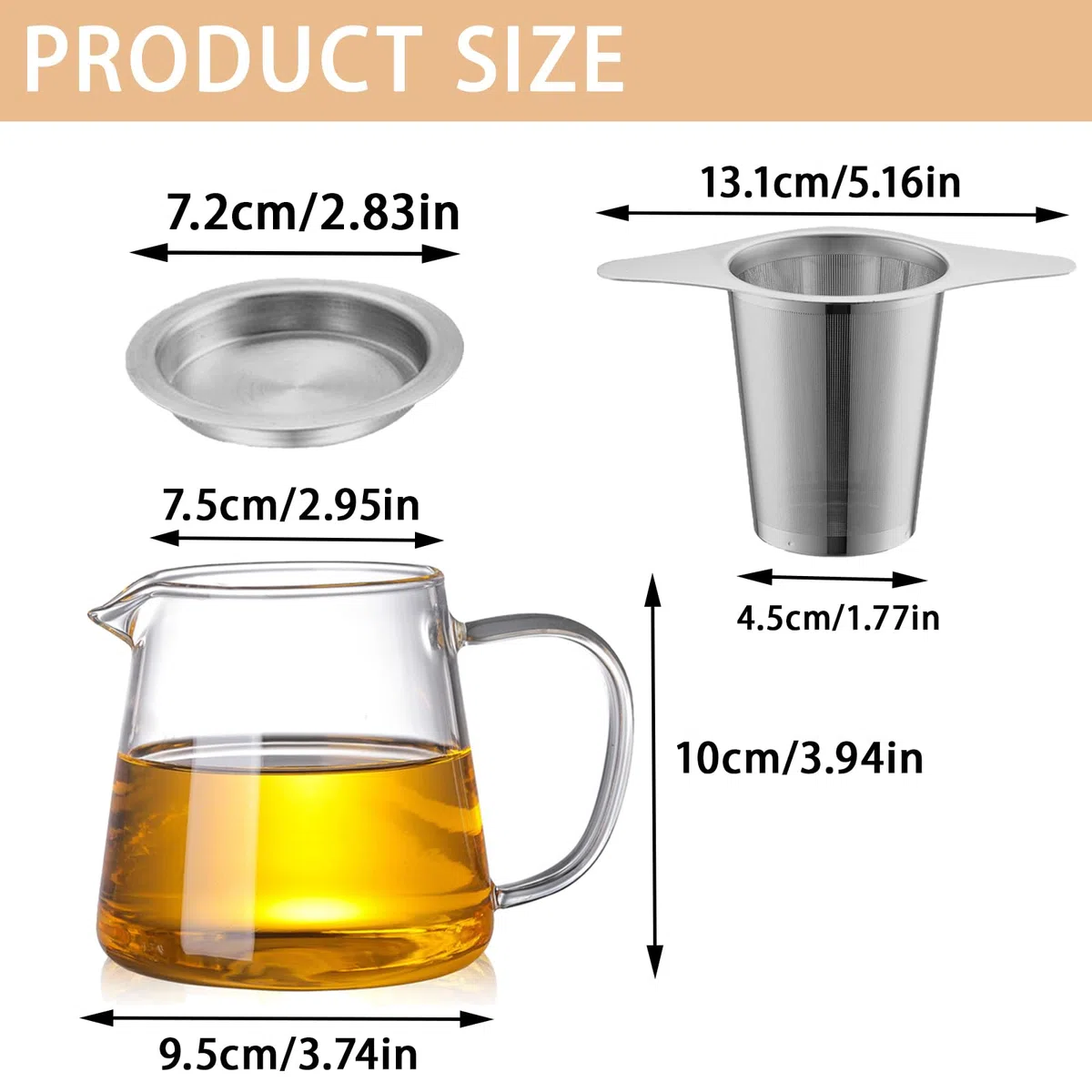 2 Piezas Tetera de Vidrio Redonda con Filtro para Té, 400ml Tetera de Cristal Infusor de Acero Inoxidable Resistente al Calor, Taza Infusiones con Tapa y Filtro, Apto para Té Suelto y Té de Flores