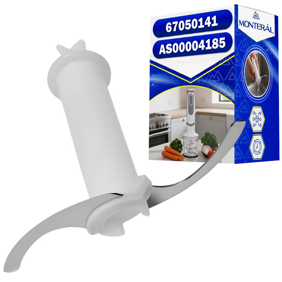 MONTERAL Cuchilla para Batidora con el Código Original 67050141 AS00004185 BR67050141 para Braun Minipimer - Garantía 10 Años