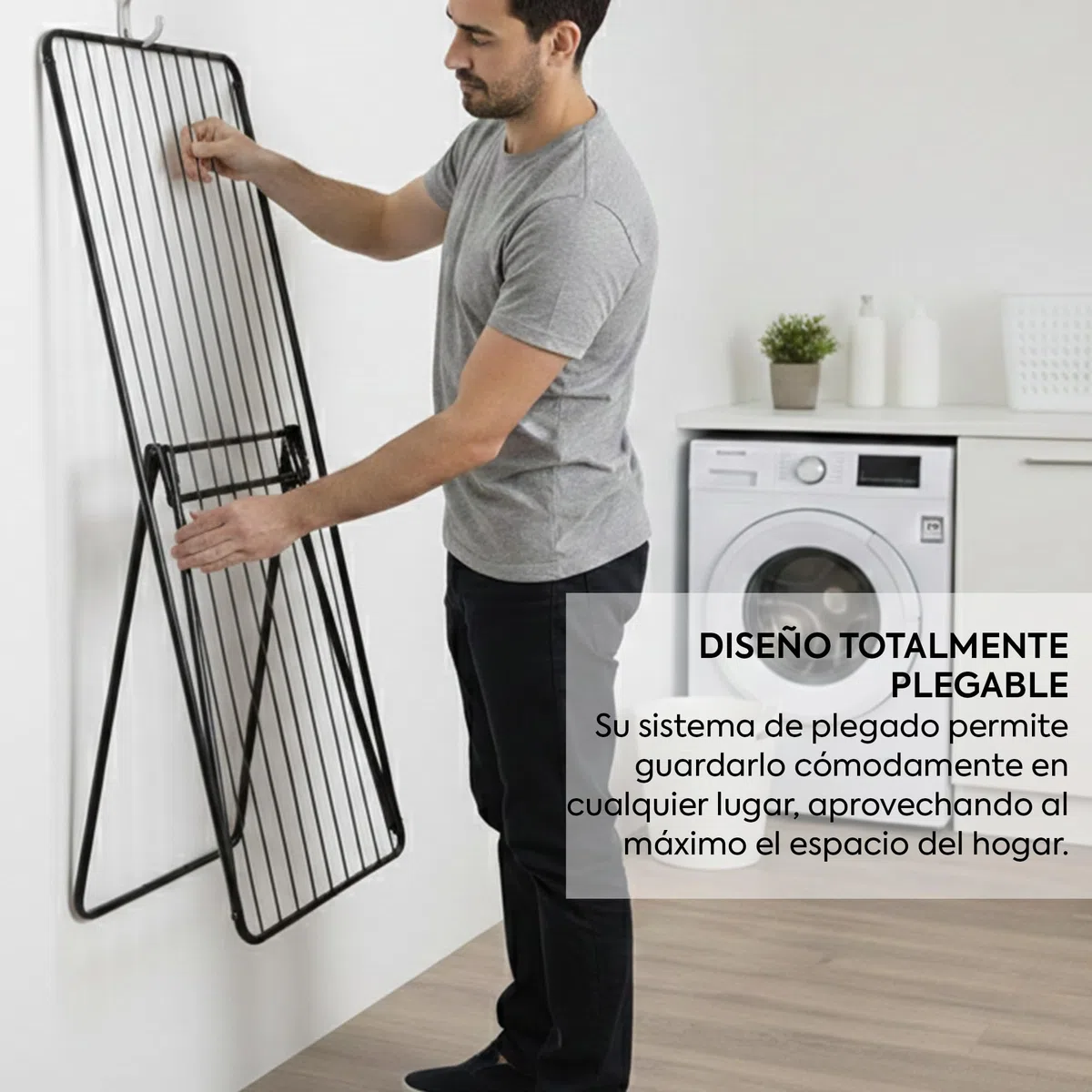 HERSIG - Tendedero Plegable - Tendedero de Ropa - Tendederos Interiores Plegables - Tendedero Interior y Exterior para Ropa con Gran Capacidad de Tendido- Hierro - Color Negro - 10m