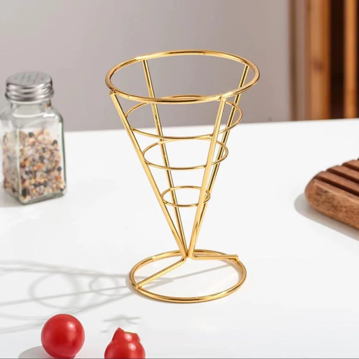 Soporte de Papas Fritas, 3PCS Soporte Patatas Fritas Canasta Cónica para Papas Fritas Acero Inoxidable Forma Cónica Duradero Titular Papas Fritas Canasta Alambre Metálico para Papas Fritas
