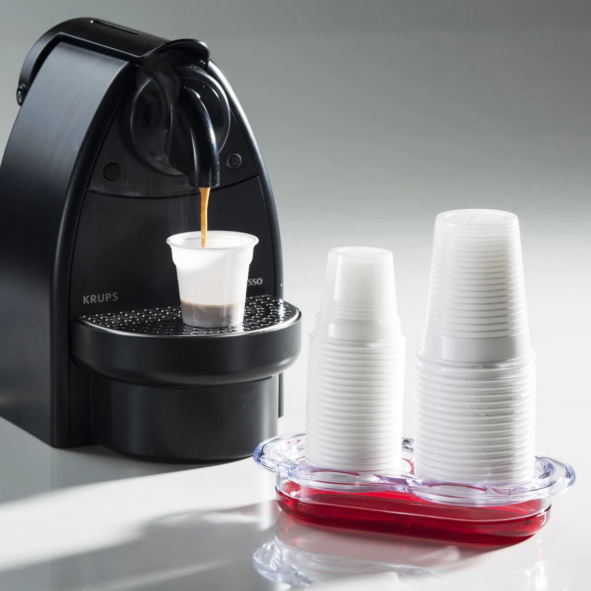 Omada Design Portavasos de agua y café, para todos los vasos desechables de plástico o papel, en plástico irrompible, apto para lavavajillas, línea Happy Drink, ideal para uso en exteriores