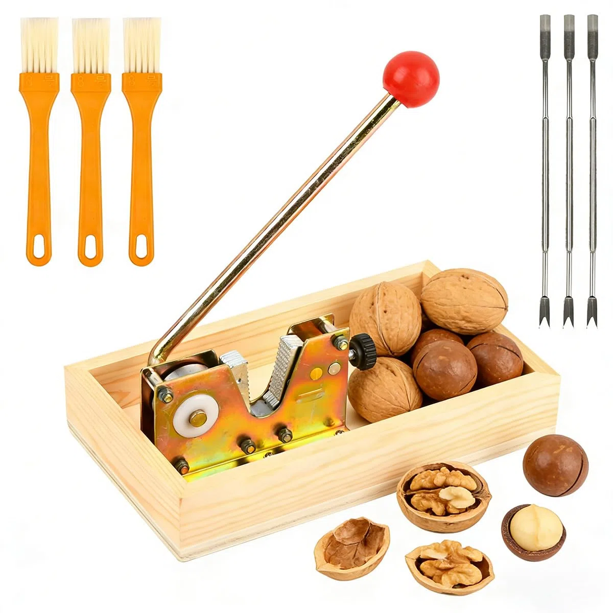 OctBird Pelador de Frutos Secos, Partidor Almendras Maquina Cascanueces Cascador de Almendras, Abridor de Pistachos, Robusto Cascanueces para Nueces, Parte Nueces, Rompe Avellanas