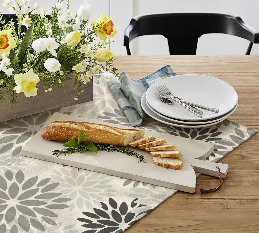 Artoid Mode Flores Gris Dalia Ropa de Mesa de Halloween, Temporada Otoño Cocina Mesa Decoración Interior Vacaciones Fiesta Decoración 120x120 cm