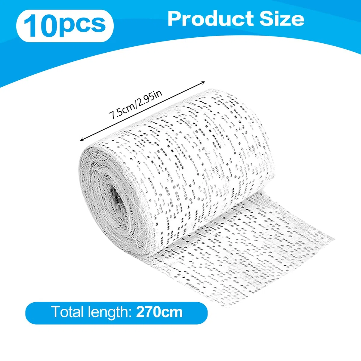 7.5 x 270 cm 10 rollos de vendaje de yeso De secado rápido y respetuoso con la piel Para moldes de yeso moldeados a mano diversas impresiones creación de modelos