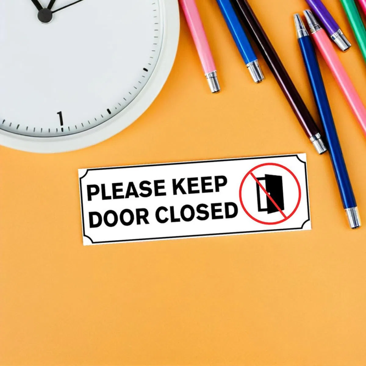 Pegatinas Adhesivas para Puerta por Favor Cierre la Puerta, 4 Piezas de Pvc Blanco, Fácil Aplicación Marcas, Adecuado para Sala de Reuniones y Ambientes Aire Acondicionado