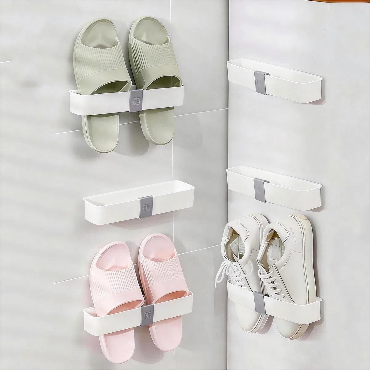 Paquete de 6 Zapatero de Pared, Organizador de Zapatos para Colgar con Cinta Adhesiva, Zapatero sobre para Puerta, Zapatero Colgante para RV, Ahorra Espacio