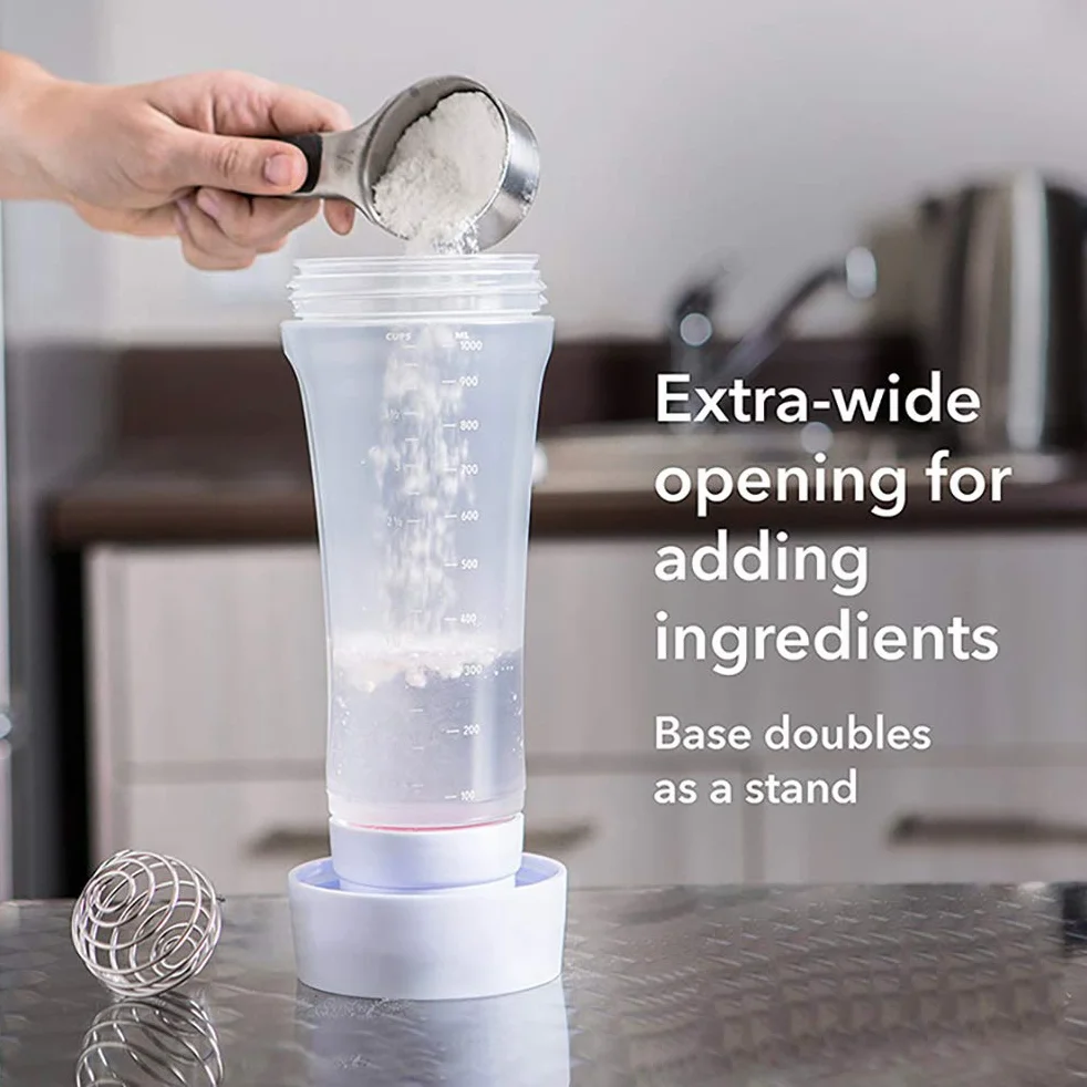 Mezclador de Masa para Tortitas y Magdalenas, Dispensador de Botellas Mezcladoras Manuales, Herramienta de Cocina con Capacidad de 1000mL (WHITE)