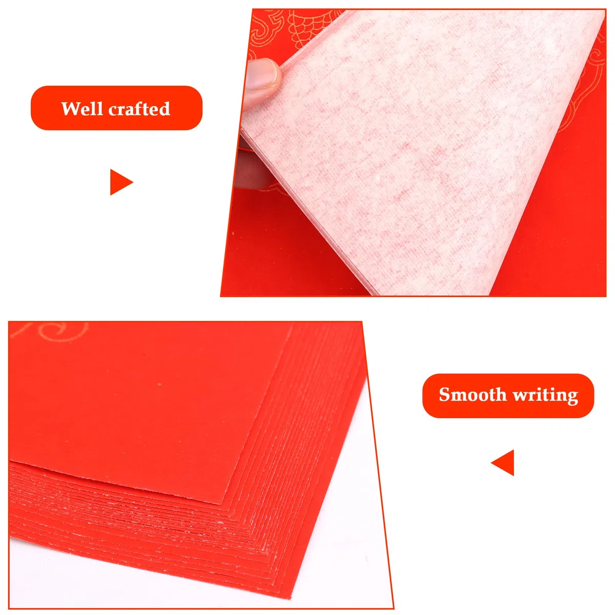 20 Piezas de Papel Rojo Chino, Papel Xuan Rojo Papel Rojo de Caligrafía China Papel de Arroz Rojo Cuadrado Papel de Copla Chino para Decoración de Año Nuevo Chino