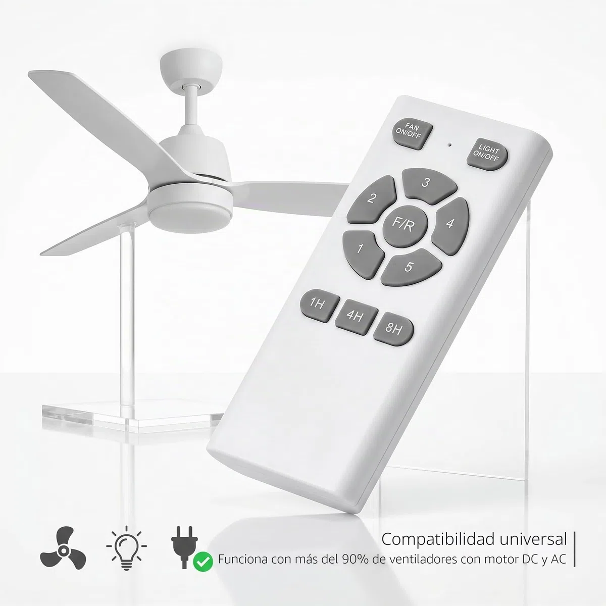Mando a Distancia de Plástico para Ventilador de Techo Iluminado, Tecnología de Frecuencia Variable, Accesorio Compatible con Modelos G, Blanco