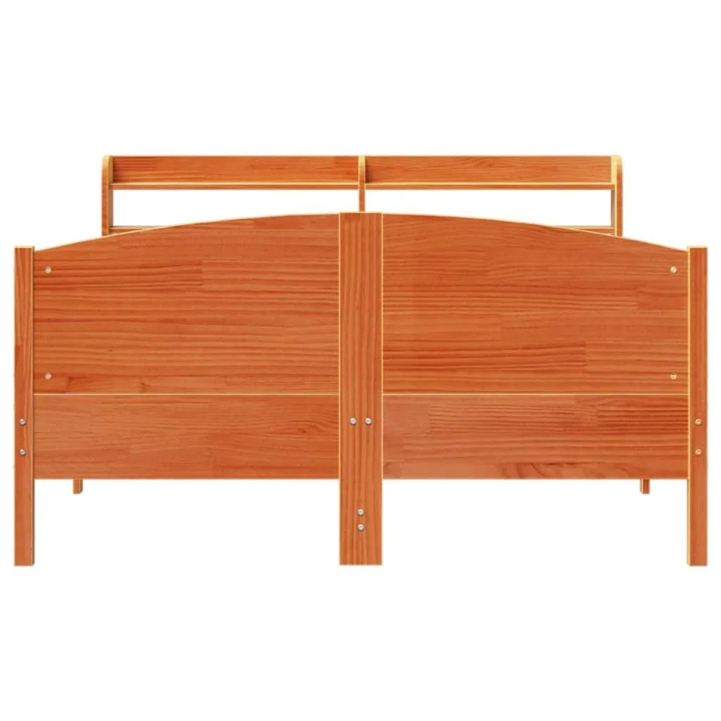 3306977 - Estructura de madera maciza sin colchón, marco de cama de madera, 135 x 190 cm, color marrón cera, 135 x 190 cm
