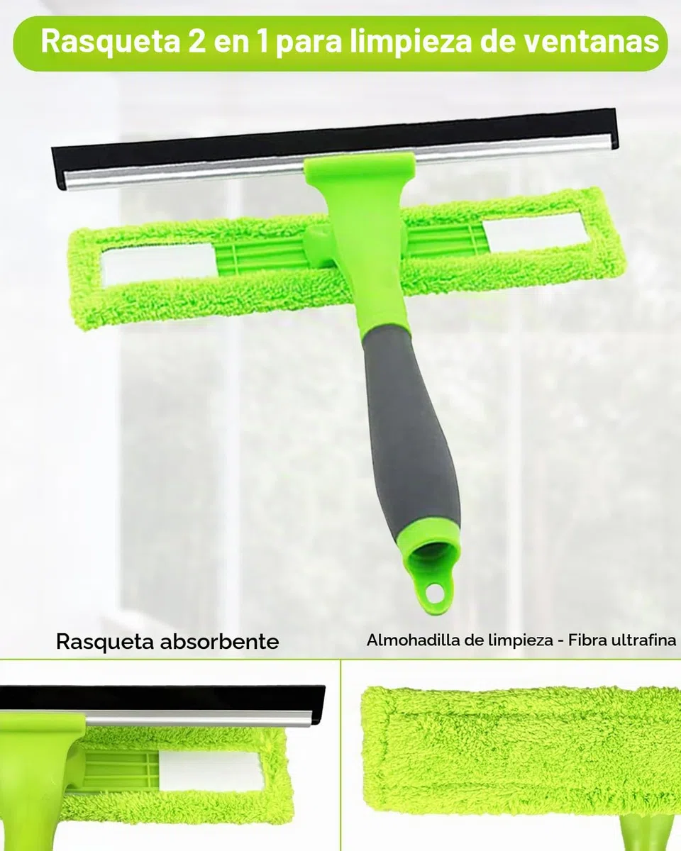 Secador de ventanas de 3,6 m, herramientas de limpieza de vidrio extensibles de 12 pies con escobilla de silicona y limpiador de microfibra, kit profesional de limpieza de ventanas para espejos de