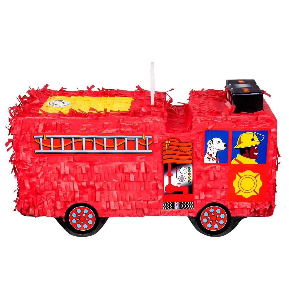 Boland 30966 - Coche de bomberos piñata, tamaño 43 x 24 x 18 cm, camión de bomberos, camión de bomberos, cumpleaños, decoración, juego de fiesta, regalo
