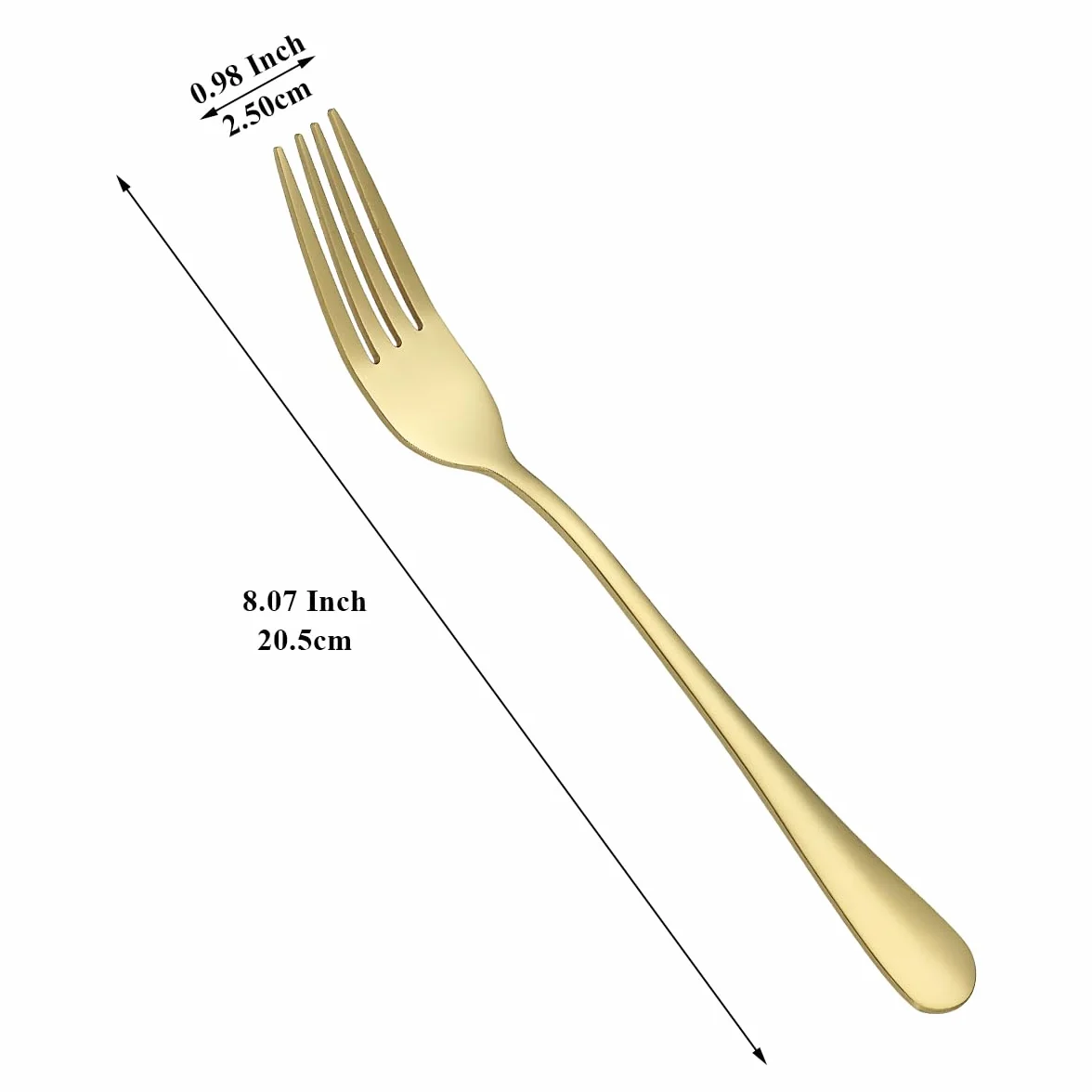 Evanda Tenedor De Cena 12 Piezas, Acero Inoxidable Titanio Dorado 20.5cm Tenedores, Tenedores de Pastel, Tenedores de Mesa, Tenedores de Postre, Fácil de Limpiar, Apto para Lavavajillas