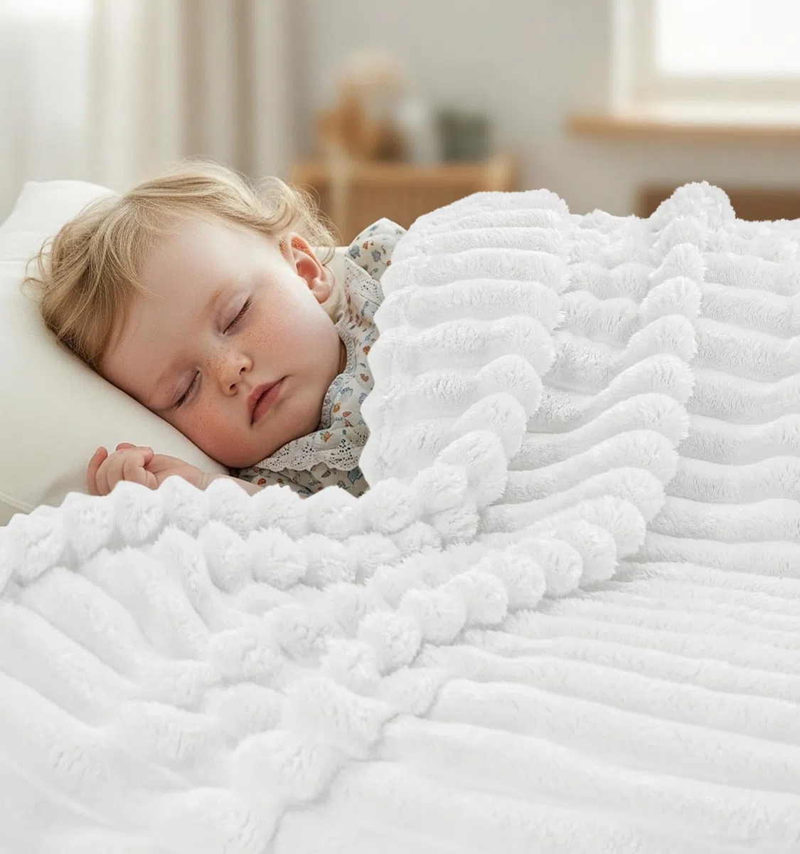 Utopia Bedding Manta Polar a Rayas, Ligera, Suave y Adecuada para Todas Las Estaciones, para Cama, Sofá o Sillón [150x200 cm, Blanco Roto]