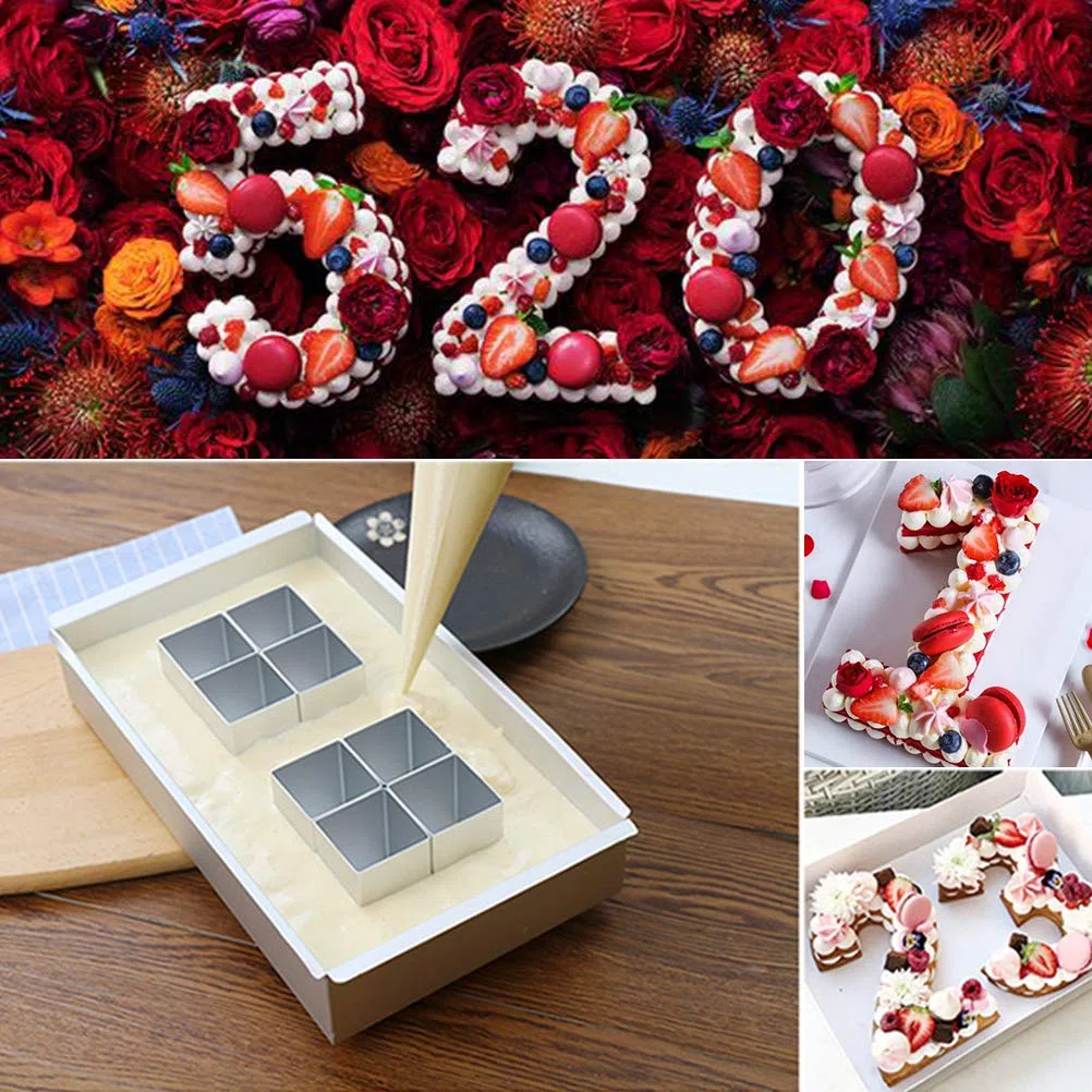 TIMESETL Moldes Repostería Números para Tartas Molde para Hacer Tarta de Numeros y Letras, Moldes Pasteles para Cumpleaños Molde de Aluminio para Tartas Número y Letra/Combinación Libre/Bricolaje