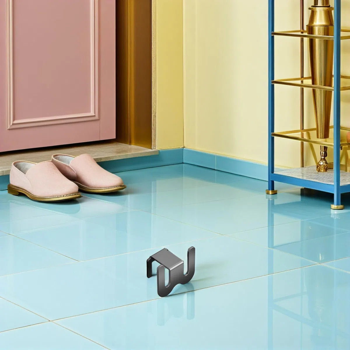 Mikikit Zapatero 3 Piezas de Pared Adhesivo de Aluminio para Colgar Zapatillas de Baño con Diseño Moderno y Minimalista para Entrada y Armarios