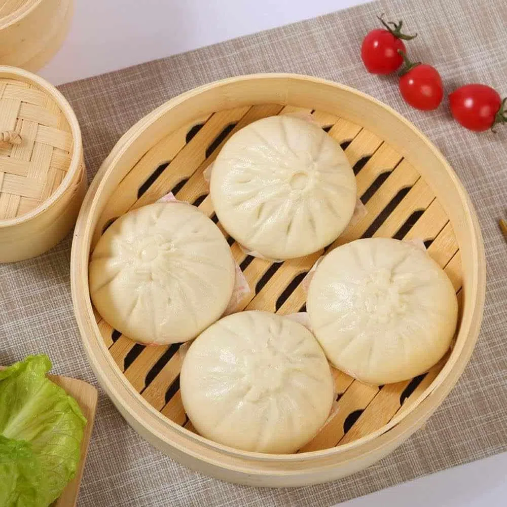 CHEFZOCO Cesta de Vapor de Bambú para Cocinar Asiático, Steamer de bambú, Canasta para vapor, Vaporera de bambú, Dim sum basket, Diámetro 25 cm, Altura 10 cm, 1 nivel, 480 gramos