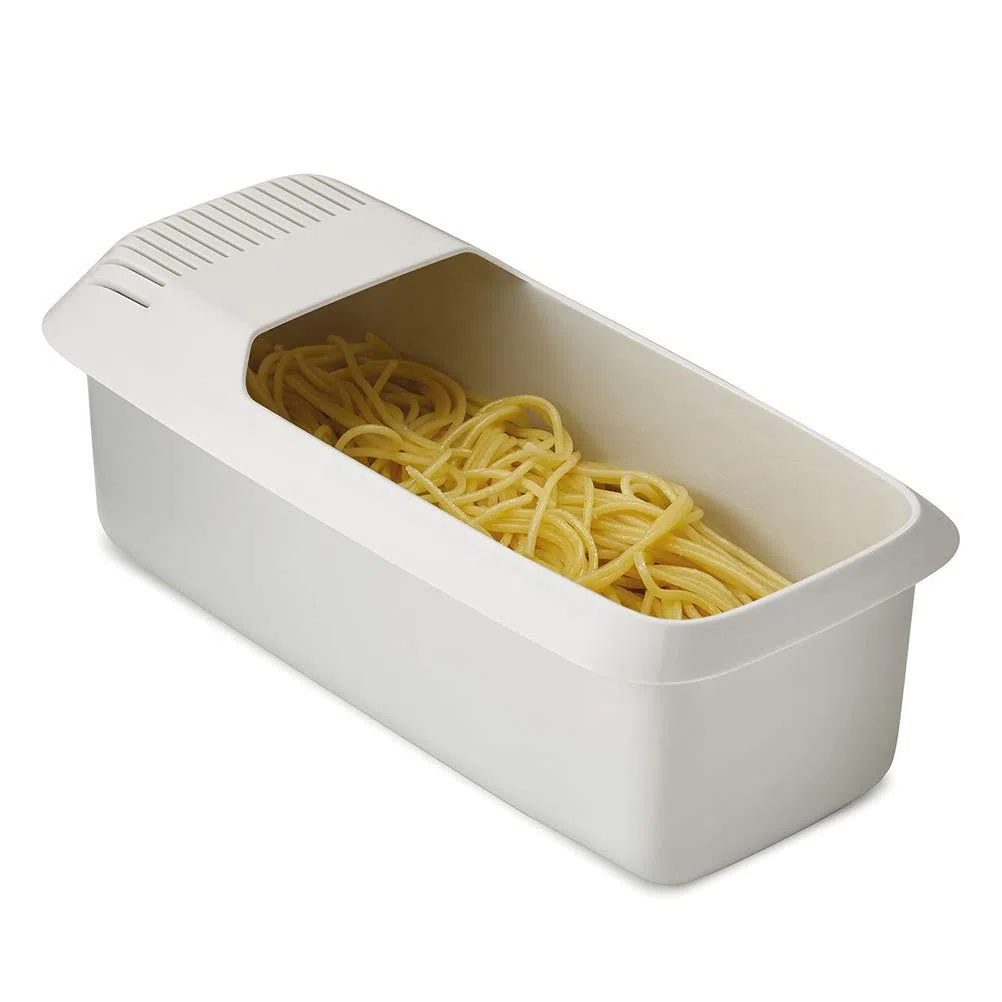 Cocedor de Espaguetis para Microondas Cocedor de Pasta para Microondas Cocedor de Pasta para Microondas con Tamiz Barco de Pasta Resistente Al Calor para Espaguetis(Blanco)