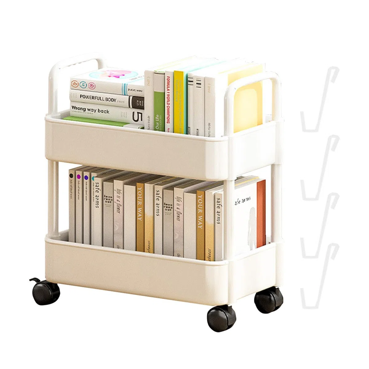 SENZZ estantería móvil, estantería Almacenamiento para Libros, estanterías con Ruedas, Organizador Carrito Libros móvil Multifuncional para Dormitorio, Sala Estar, hogar, Escuela, niños