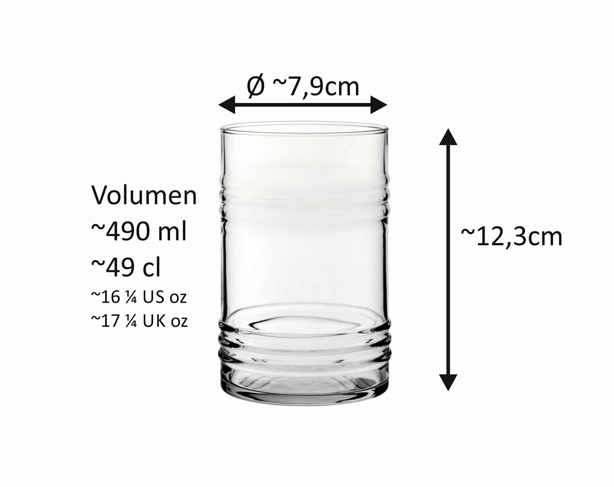Topkapi Tiki Tincan Henner XL - Juego de 4 vasos de piña colada, vasos de cóctel, mojito, caipirinha, mai tai, vasos largos, aptos para lavavajillas, 490 ml
