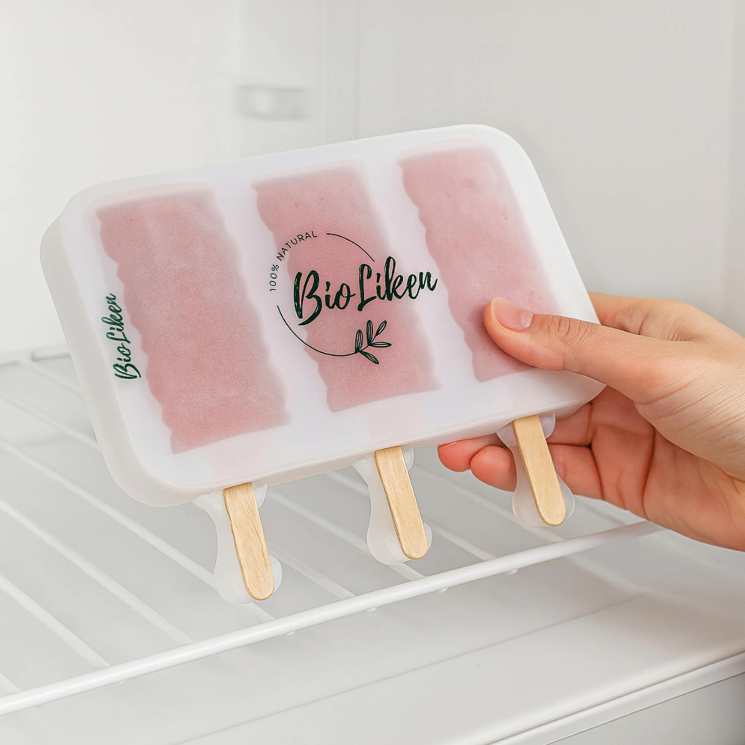 Moldes Helado de Silicona Platino Reutilizables sin BPA, 3 Cavidades, Pack x2 Unidades, Moldes para polos - Translúcido Sin Colorantes