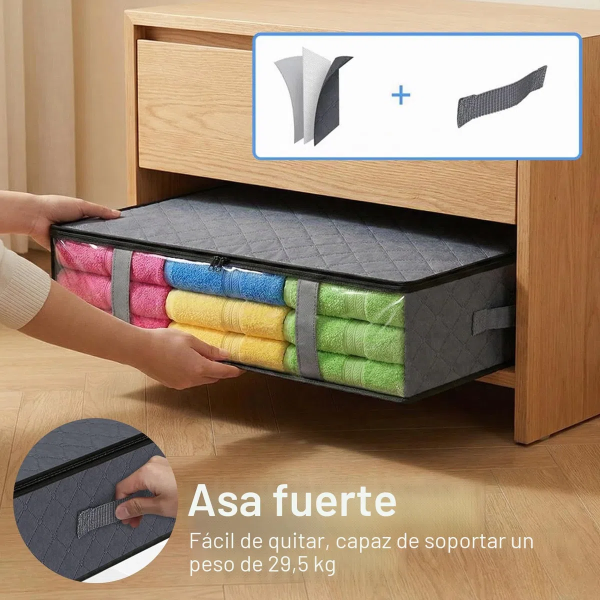 4 Piezas Cajas Almacenaje Ropa 60x45x15cm Plegables Bolsas para Guardar Ropa con Cremallera Ventana Transparente para Ropa Mantas Edredones