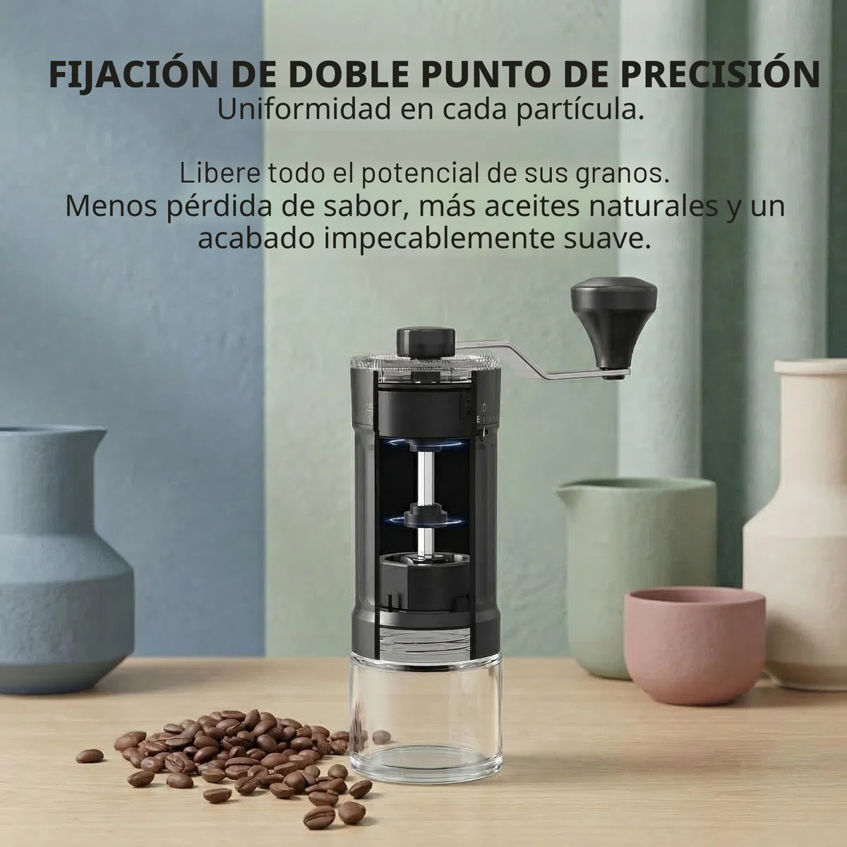 Molino de café manual externo y ajustable, con molino cónico de cerámica de alta precisión y diseño moderno, ajuste de 40 niveles, adecuado para Aeropress, Pour Over y cafeteras Moka.