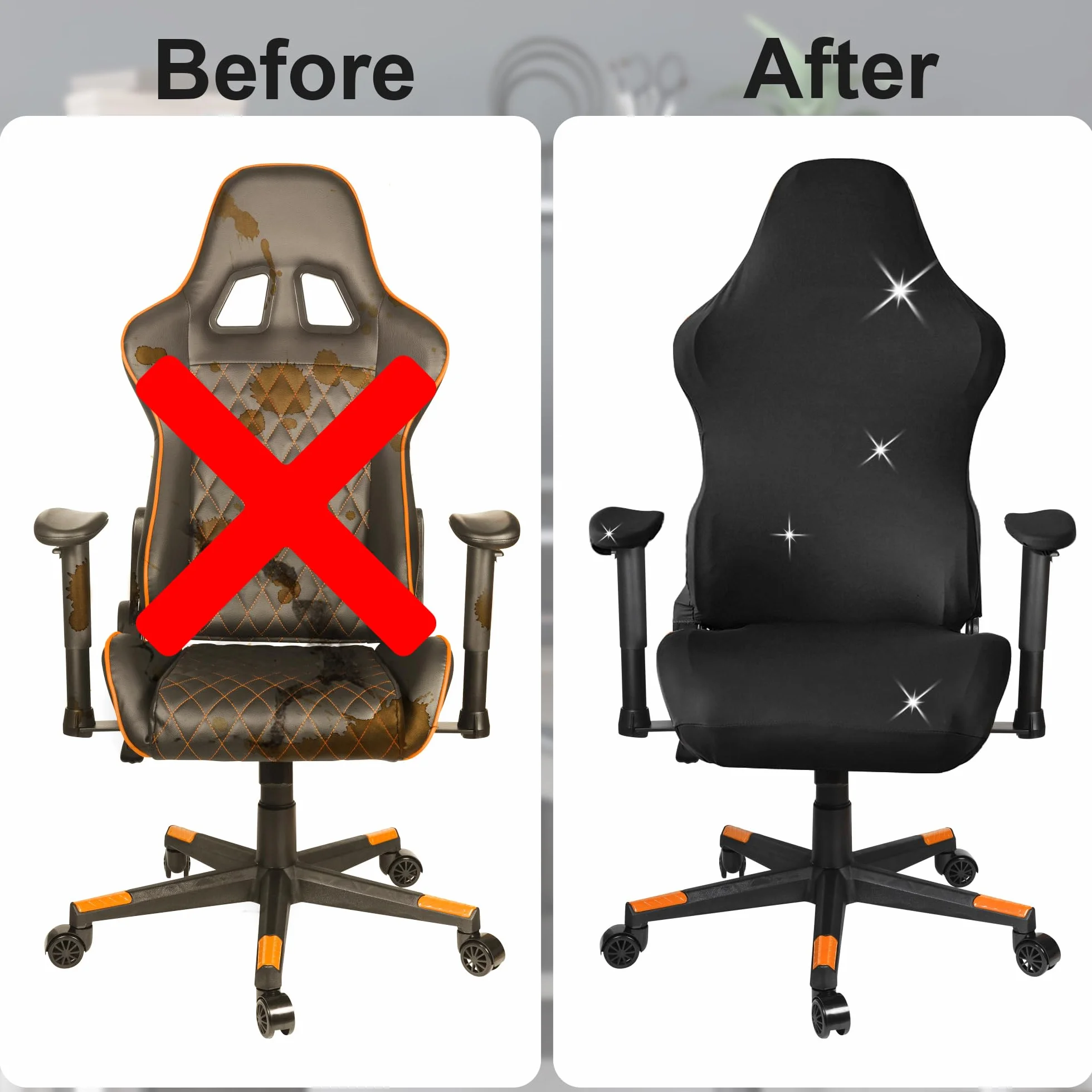 Funda para Silla de Juego Elástica Fundas para Sillas Oficina Lavable y Extraíble Funda para Silla de Oficina Universal con Reposabrazos para Oficina Juegos 4 Piezas