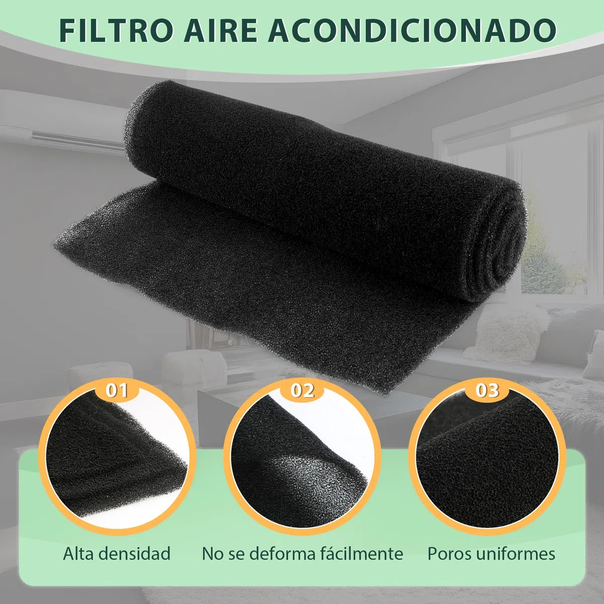 1.5m*40cm*6mm Filtros de Aire Acondicionado Filtro de Aire de Carbón Activado Filtrina Aire Acondicionado Filtro Aire Acondicionado con Funda para Aire Acondicionado XXX