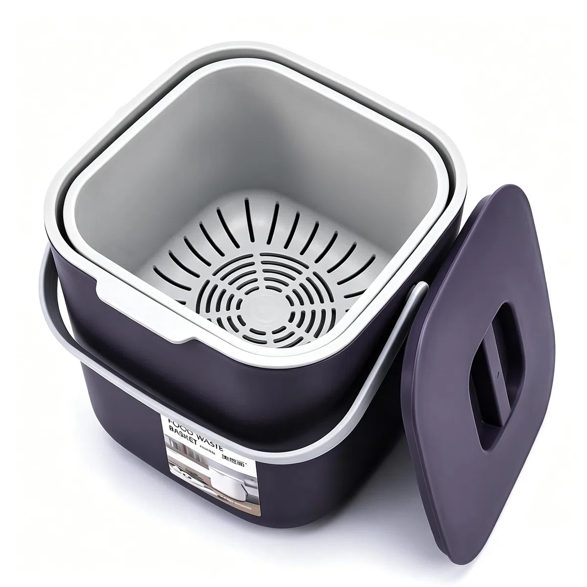 4L Cubo de Basura orgánica para Cocina,de compostaje con Tapa y colador | cubo de basura orgánico, pequeño, contenedor de residuos orgánicos, antiolores, compostador de cocina extraíble, apto