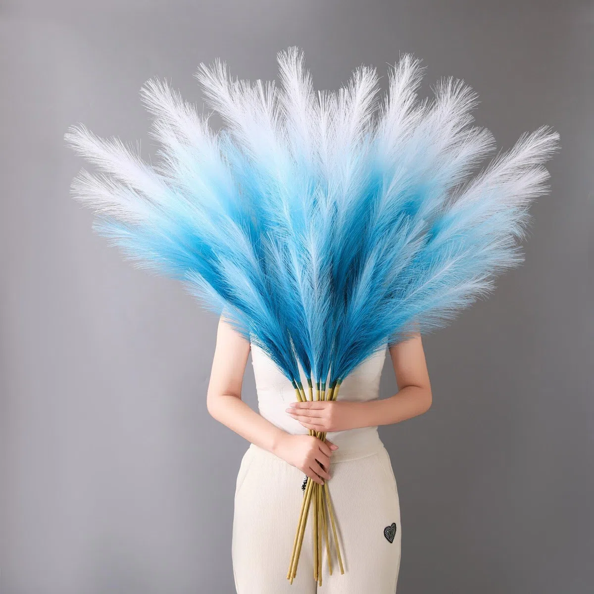8 Piezas 113CM Grandes Pampas Secas Artificial Hierba de Pampas Grandes Artificial Flores Secas Decoracion para Jarrones,Mesa,Bodas,Boho Decoracion (Azul Degradado)
