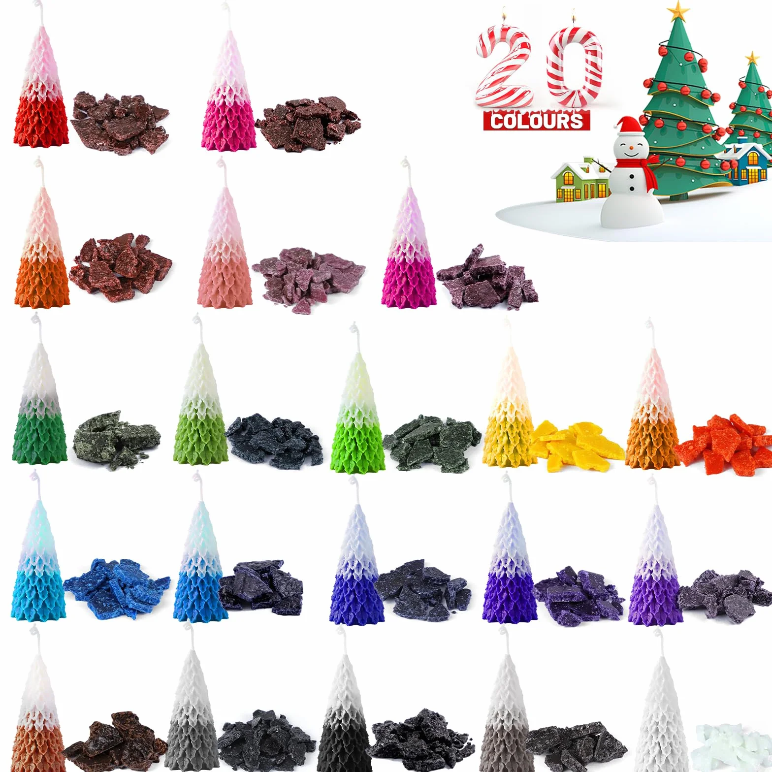 Colorantes para velas – 20 colores para cera, ideales para manualidades, adecuados para cera de soja, abejas, parafina, gel y de palma