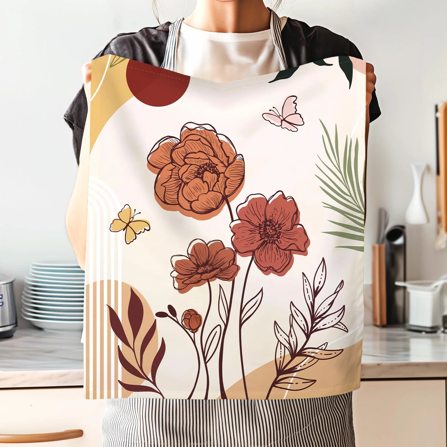 4 Piezas Paños de Cocina Flor Boho Algodón Toallas de Cocina Suaves y Absorbentes Toallas de té y Toallas de Barra Decoración de Cocina Limpieza, 48 x 70 CM