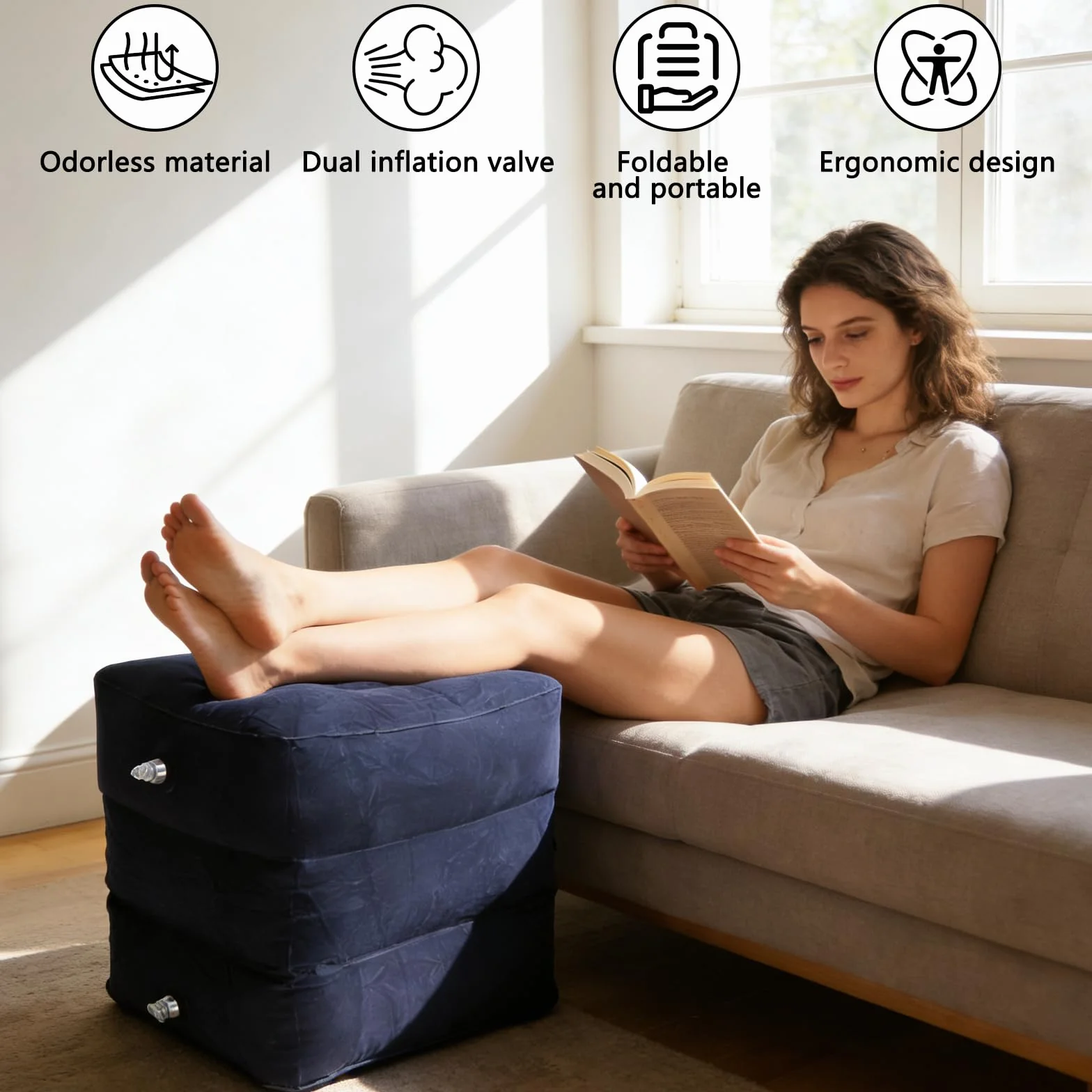 30 x 40 x 43 cm Cubo de almacenamiento, cojín inflable para piernas, cubo de disco intervertebral hinchable, cojín elevador de piernas, cubo de almacenamiento de niveles, taburete inflable, incluye