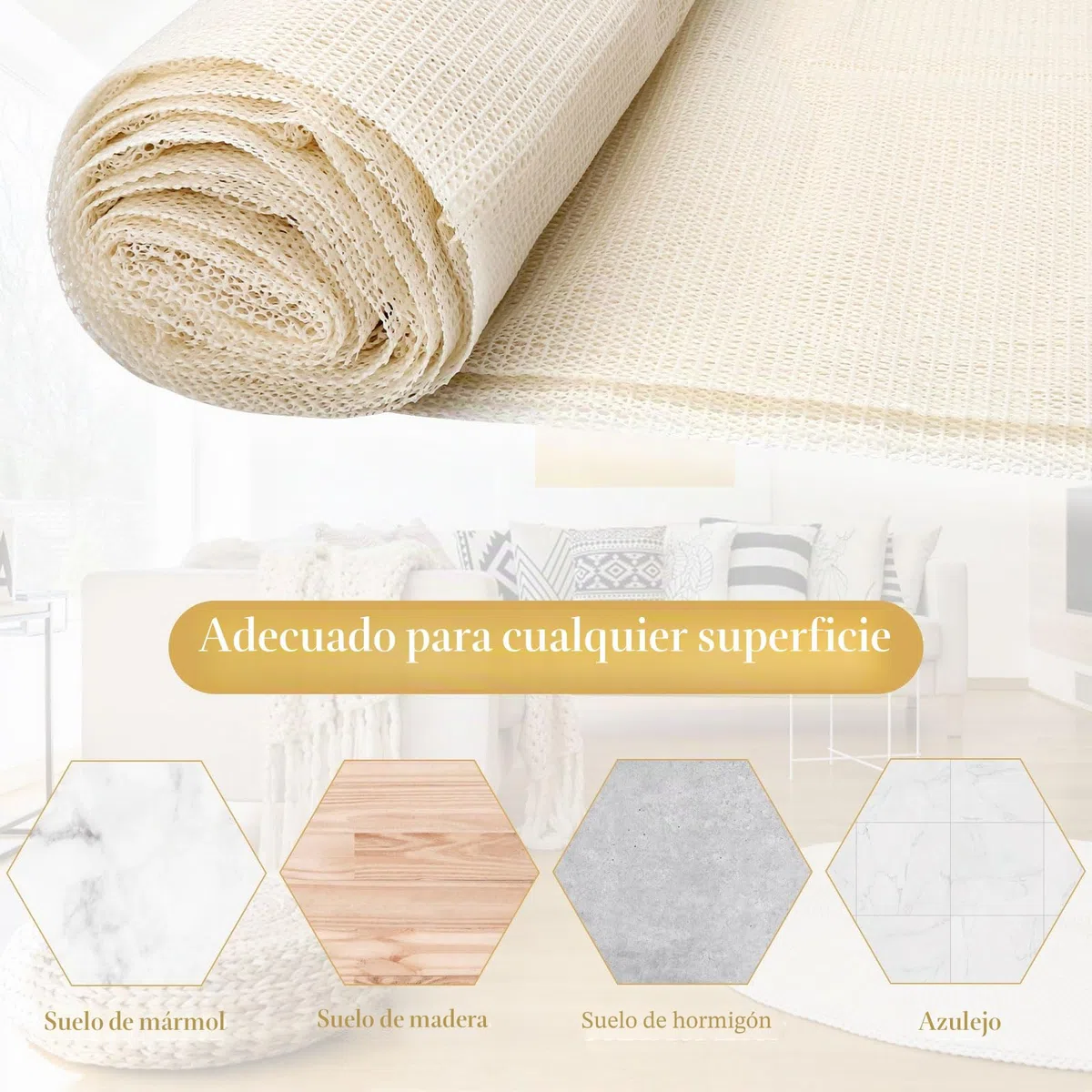 Alfombra antideslizante de 200 x 200 cm, alfombrilla antideslizante para alfombras, base antideslizante, tope antideslizante