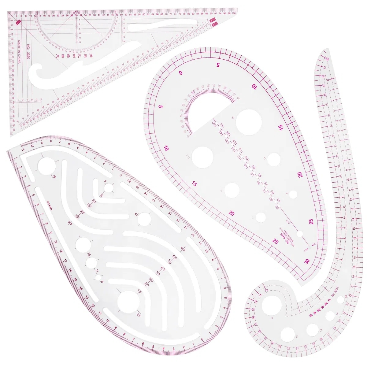 4 Piezas Reglas de Costura Patronaje, Reglas de Costura, Regla Métrica Francesa de Curva para Confección Herramientas, Diseño de Patrones, Medida para Coser, Patrón Diseño Dibujo Plantillas
