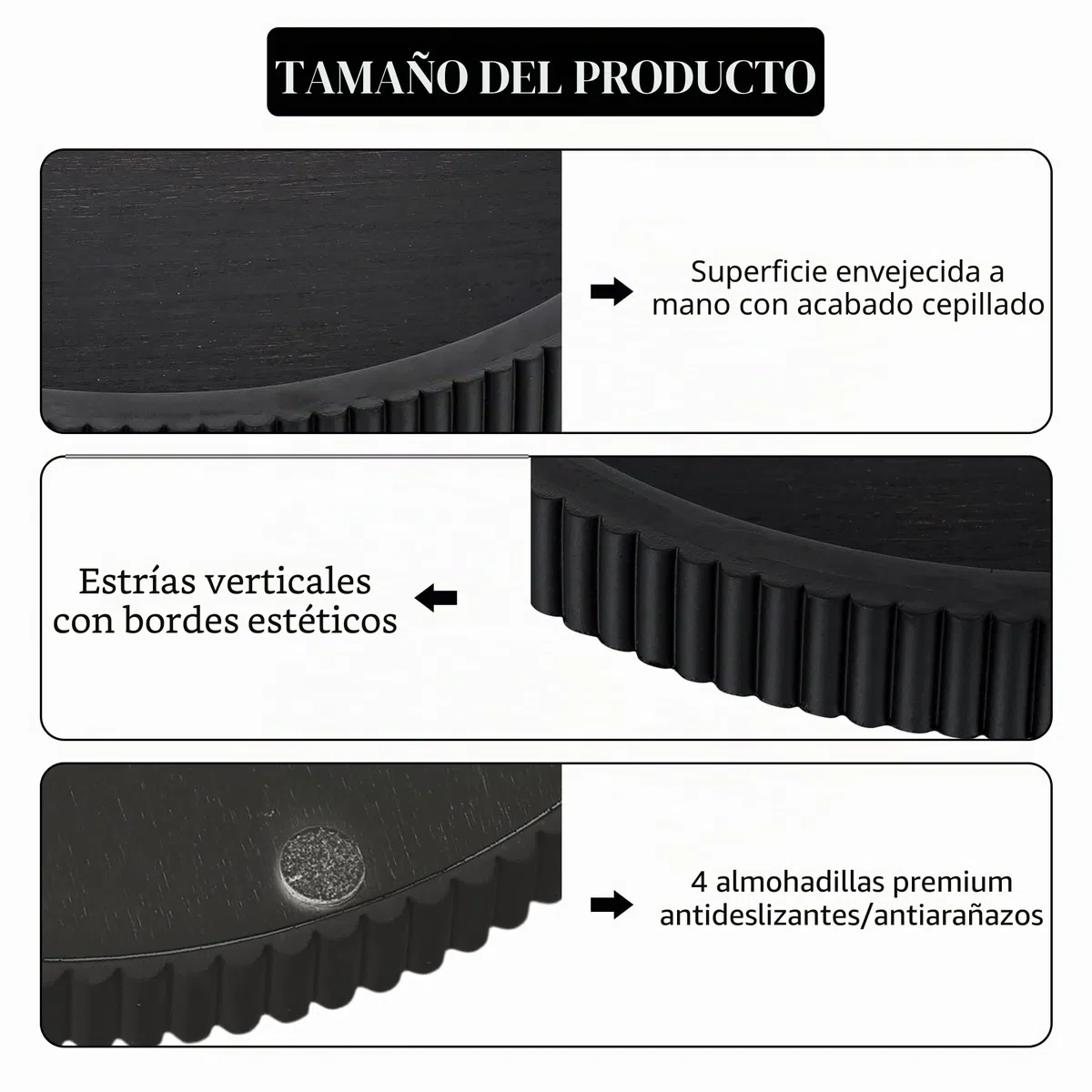 Hanobe Bandeja Decorativa para Mesa de café: bandejas Negras para Centro de Mesa para decoración del hogar, decoración Moderna de Madera Redonda de 12 Pulgadas para Sala de Estar, Comedor, Cocina