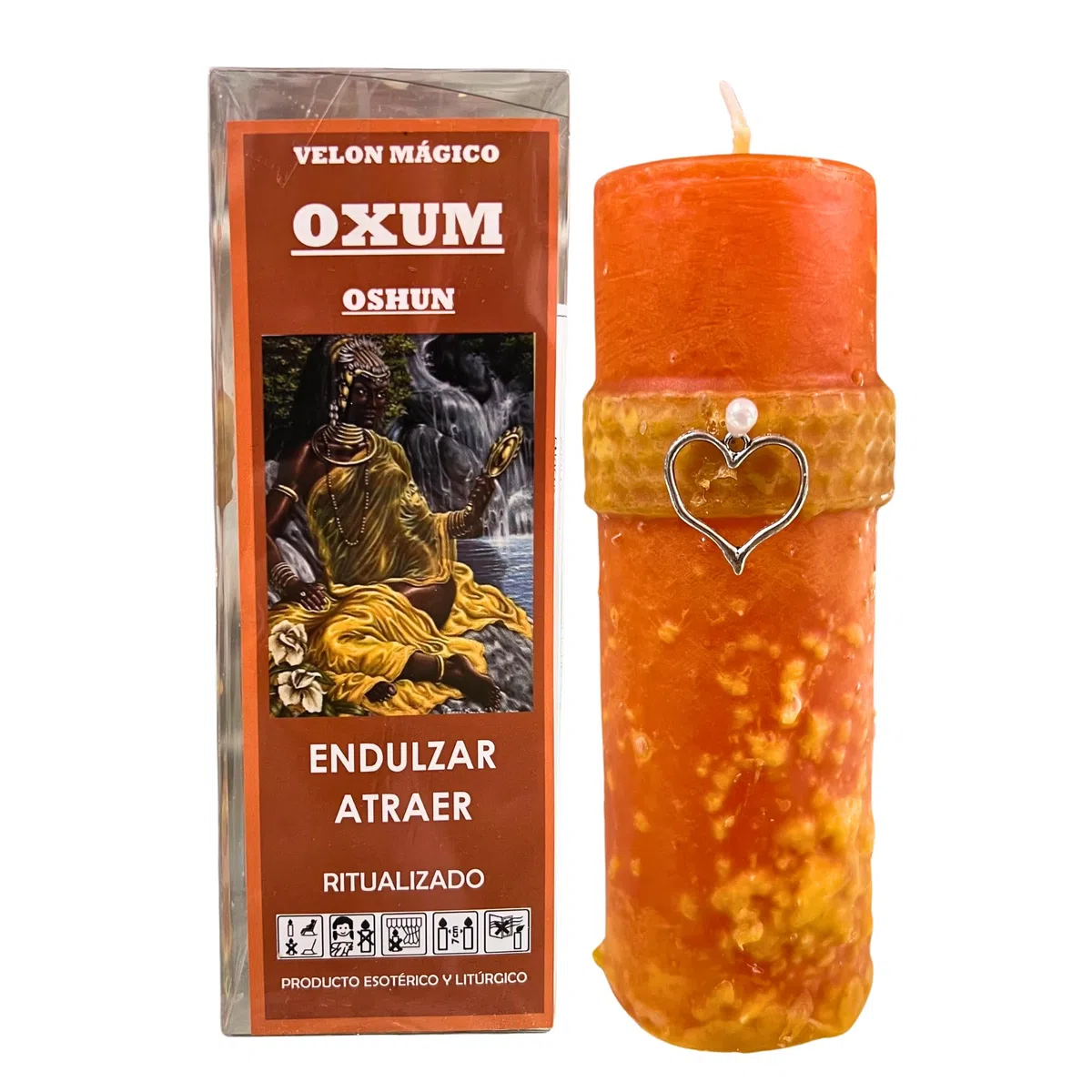 Velón de Oxum para Endulzar y Atraer a la Persona Amada | Conseguir Pareja | Endulzamiento y Atracción del Amor | Con Instrucciones, Oración y Amuleto de Corazón.