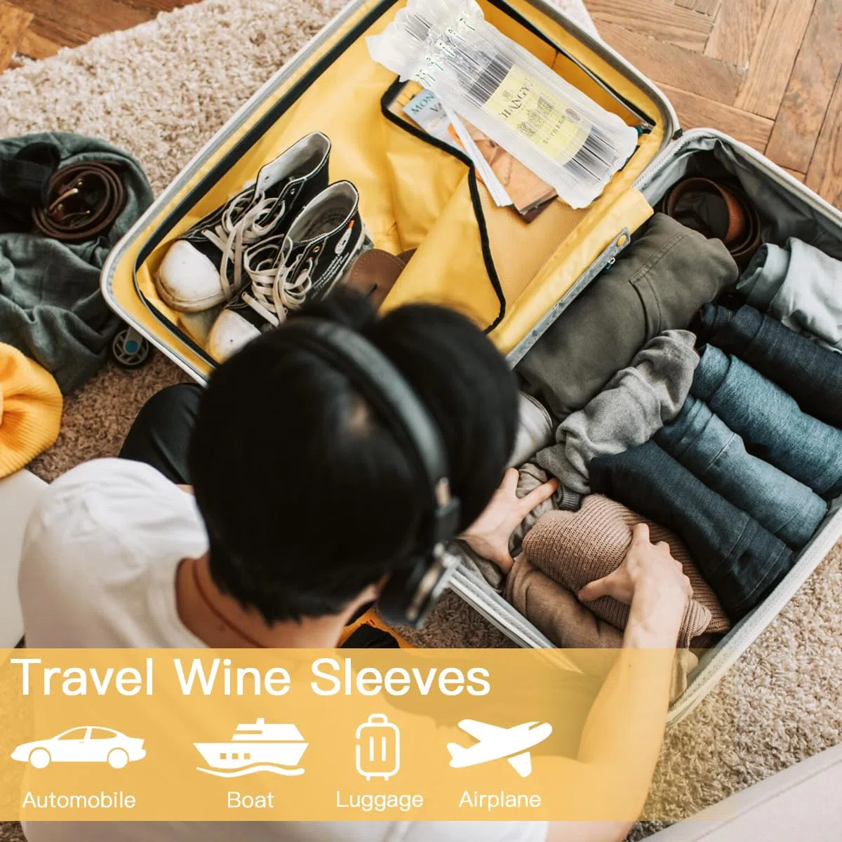 Protector de Botella de Vino, Paquete de 30 Bolsas de Botella Reutilizables para Vino con Bomba Gratis, Bolsa de Envoltura de Burbujas, Bolsas de Burbujas para Embalaje y Transporte Seguros