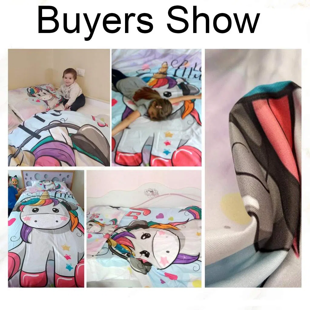OldPAPA Juego de Funda nórdica para niños, Lindo Juego de Cama con Estampado de Dibujos Animados para niñas con Funda de Almohada para Adolescentes, niños y niñas, decoración de Dormitorio