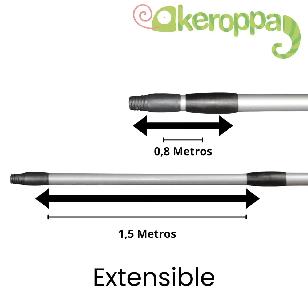 Keroppa, Palo Mango Telescópico, Pack 2 Uds, Mango para Fregona, Escoba y Mopa, Con Rosca, Extensible, Resistente, Fácil Almacenado, Medida Ajustable de 0,8 a 1,1 metros, Gris