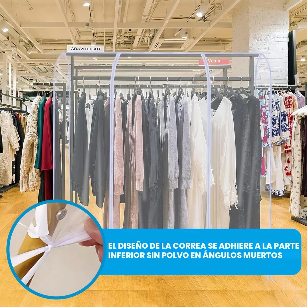 Funda protectora impermeable para percheros: bolsas de ropa translúcidas con cremallera, cubierta transparente transparente para perchero con cremallera (50 x 150 x 180 cm)