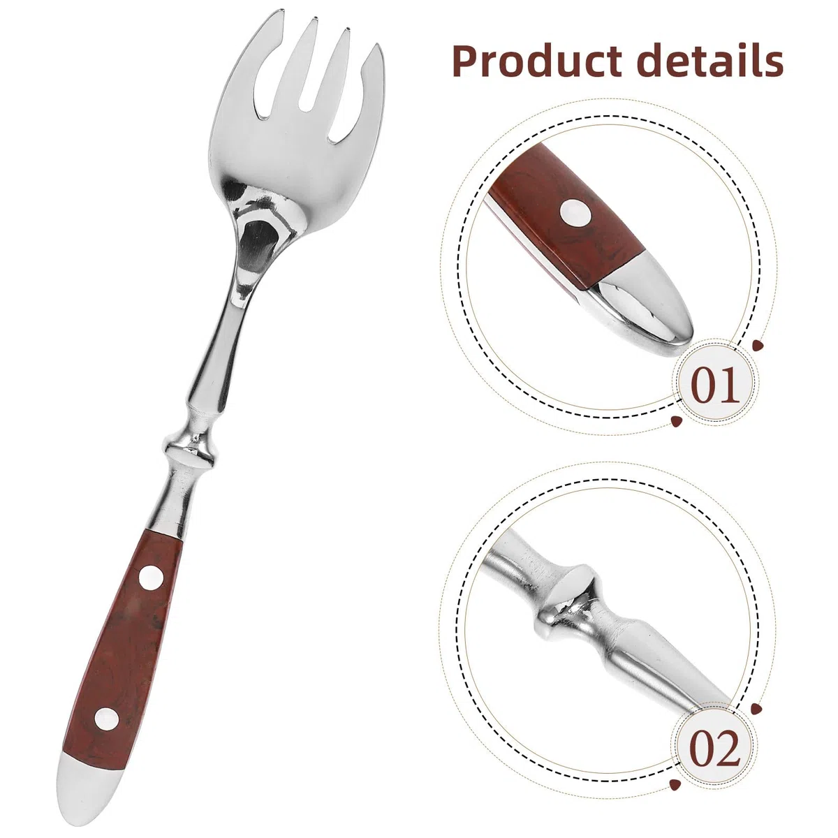 Veemoon Tenedor Mango de Madera Resistente Deformación de Multifunción de Acero Inoxidable 430 para Festivales y Reuniones Familiares