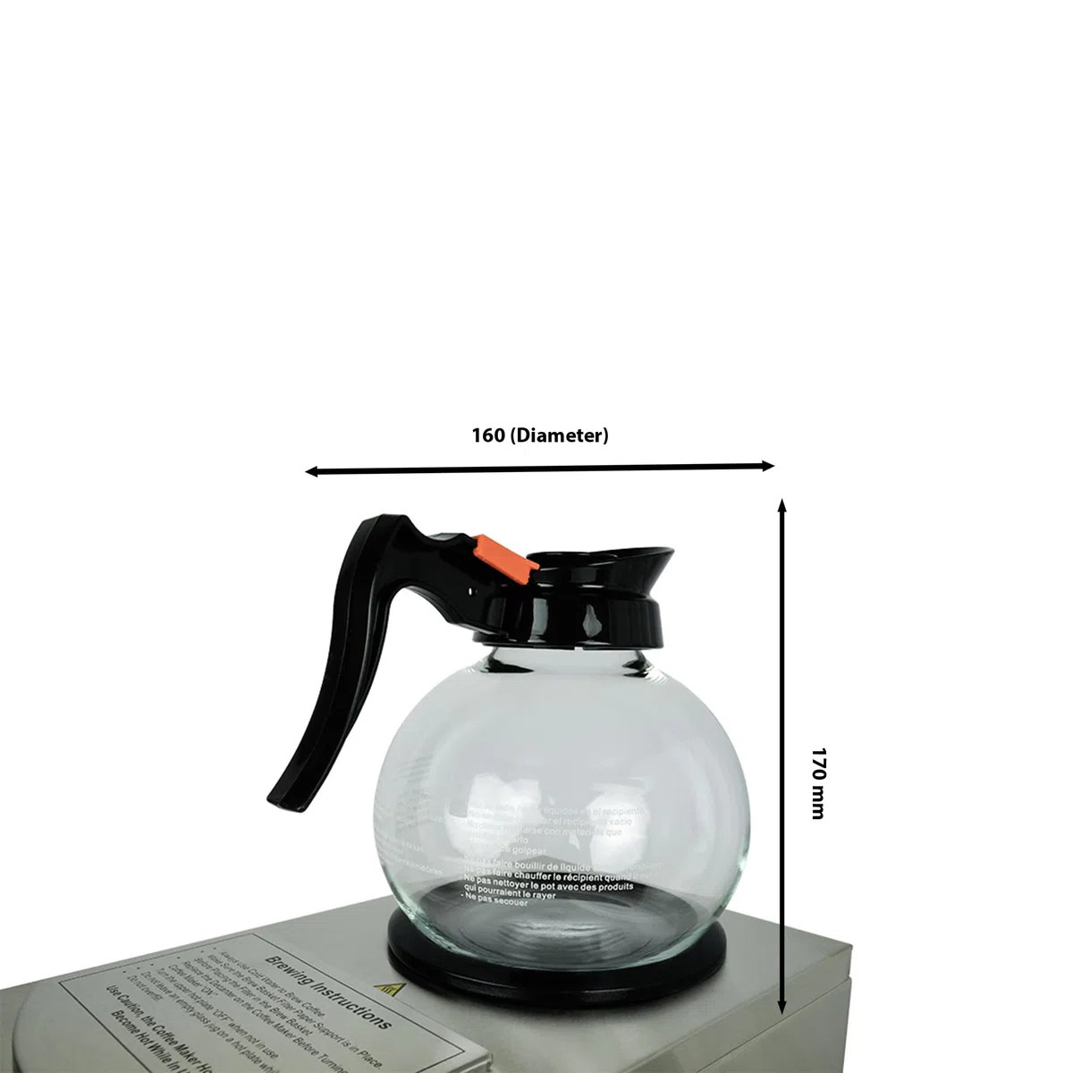 SARO Jarra de cristal, 1,8 l, apta para cafeteras de filtro, apta para lavavajillas, transparente