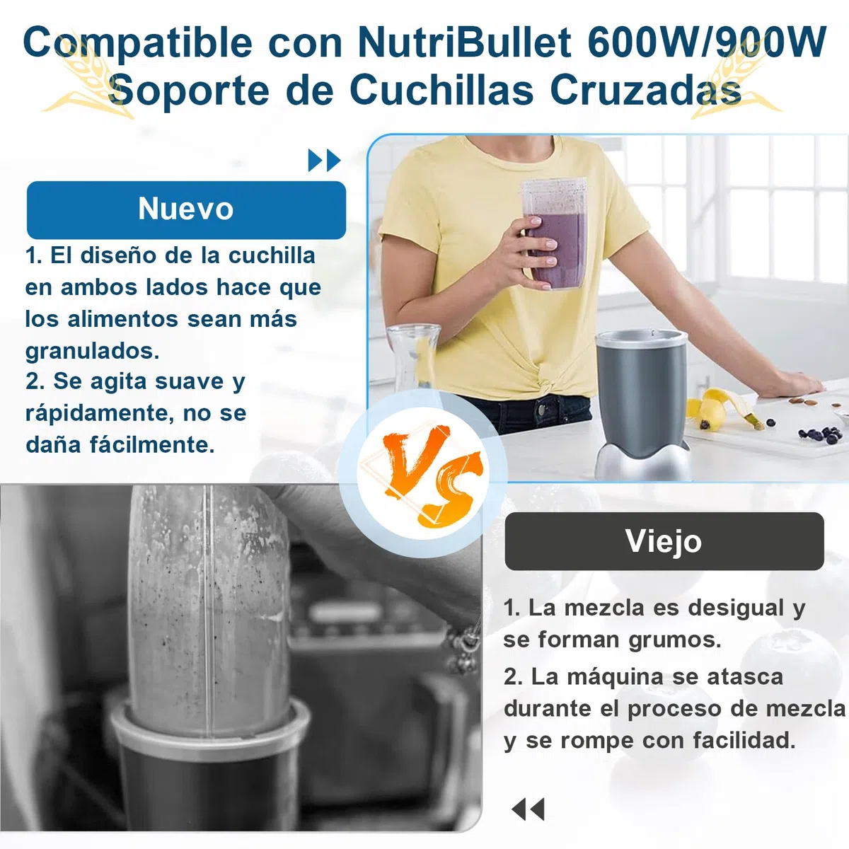 Blender Blade para NutriBullet 600W Extractor de Licuadora para NutriBullet 900W Hoja Cruzada Pieza de Base Extractor de Reemplazo de la Hoja en Forma con Junta del Portacuchillas