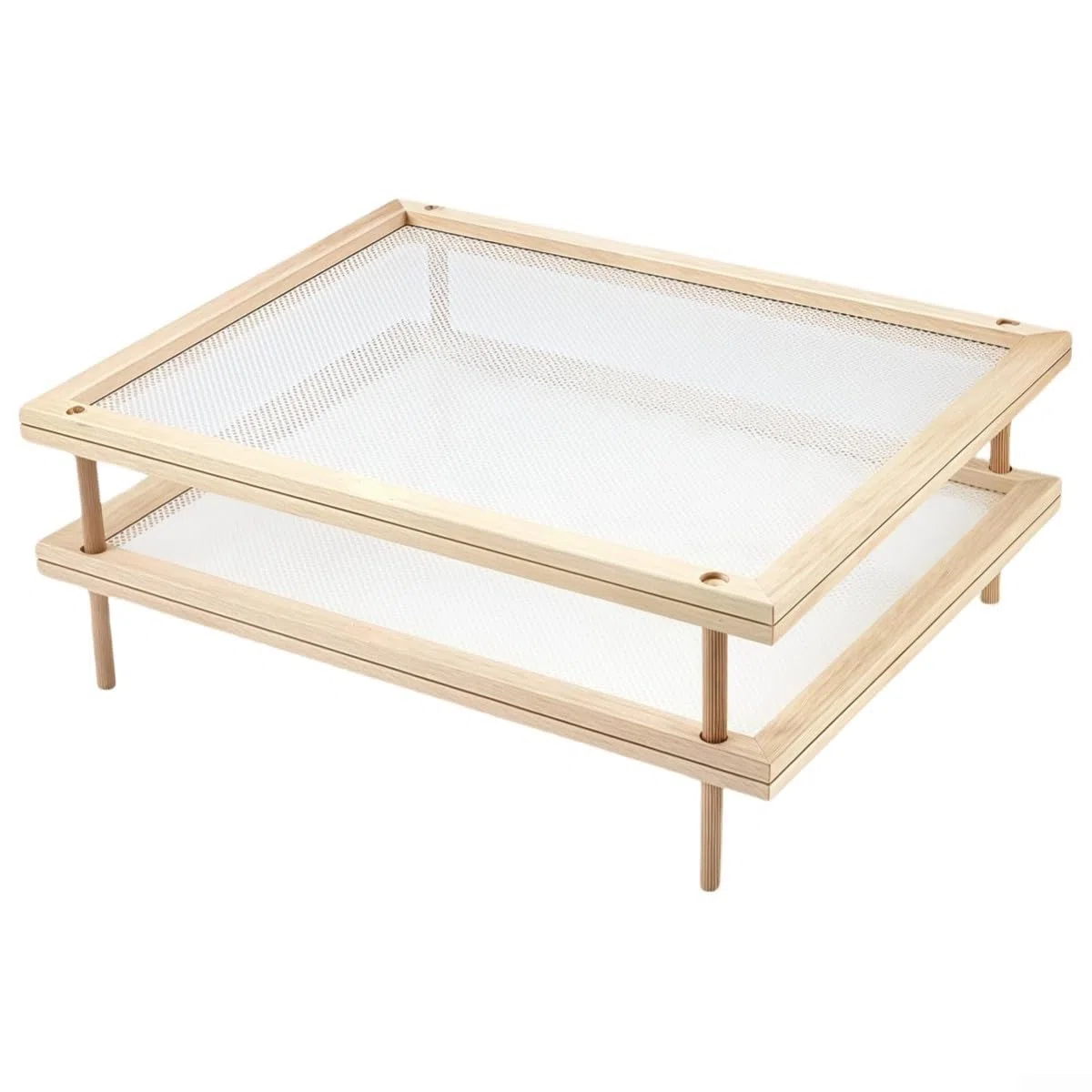 Yhenlovtt Layout - Estante de secado de hierbas apilable para pasta con soporte para secadora de alimentos, multicapa para almacenamiento y organización de cocina, soporte de madera para H (doble capa