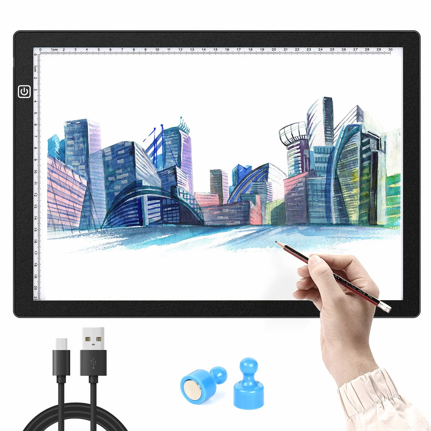 Mesa de Luz para Dibujo A4, Mesa de Luz para Tablero de Dibujo A4 LED Tableta de Luz 3 Modos de Iluminación, Light Pad Ultradelgada con Panel Táctil Inteligente y para Artistas, Animación, Diseño