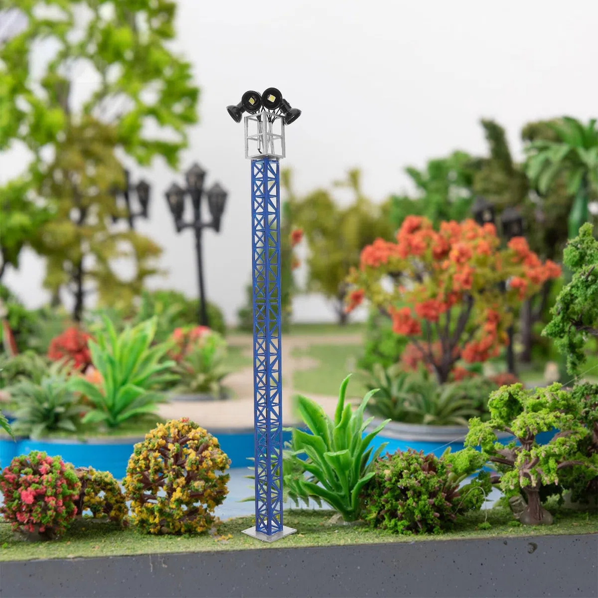 COHEALI Semáforo Ferroviario Azul para Maquetas Luz Escala 1:87 (H0) Señalización Luminosa Miniatura para Trenes y Dioramas 1 Pieza