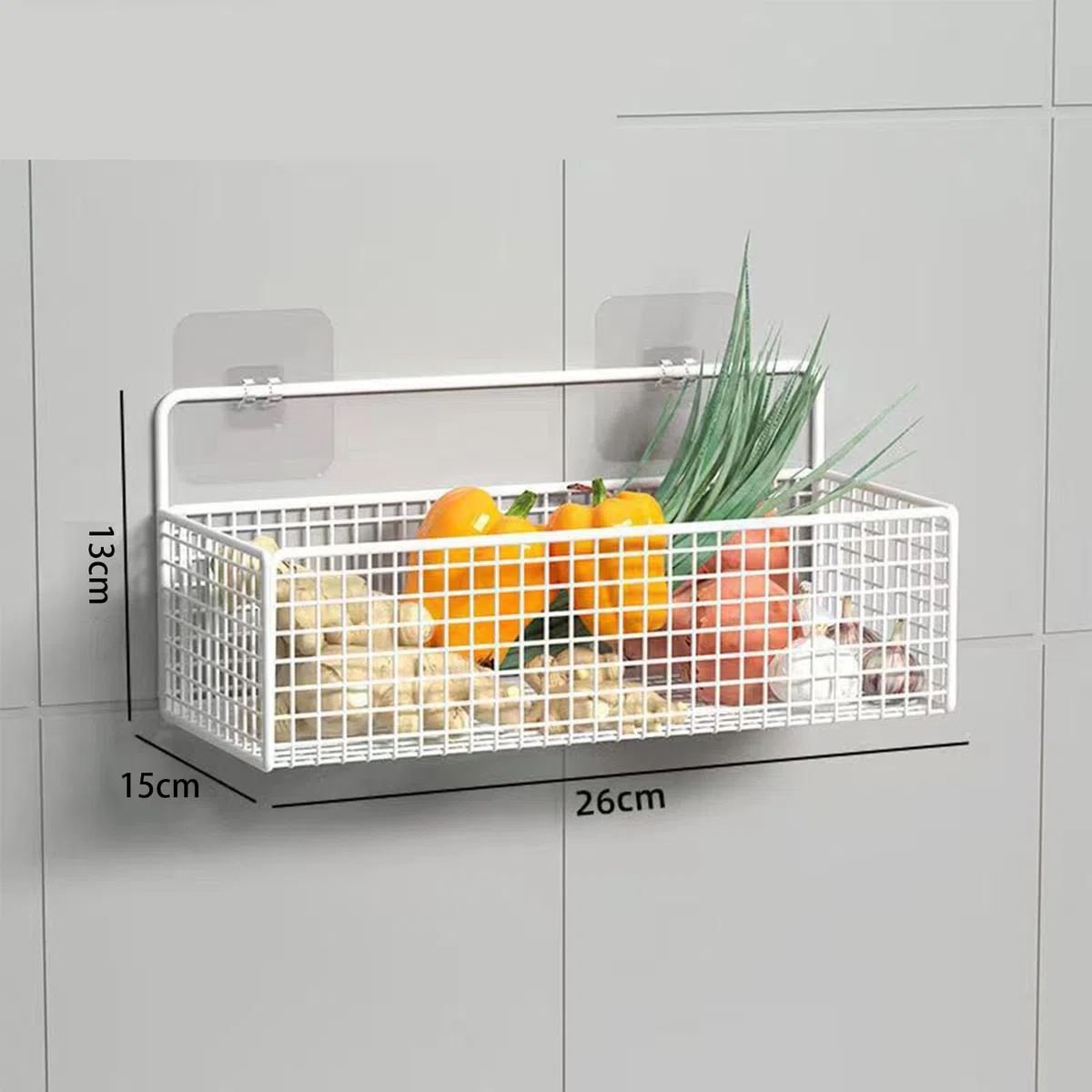 Cestas de almacenamiento colgantes, estante de almacenamiento para colgar en la pared, cesta de basura de alambre de hierro portátil multifuncional para cocina, baño, estante de (White)
